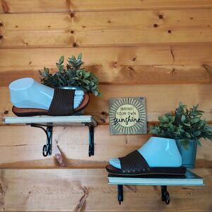 Reba Dark Brown Leather Studded Shoes Slide On Flat Sandals Boho Casual Sz 6.5M